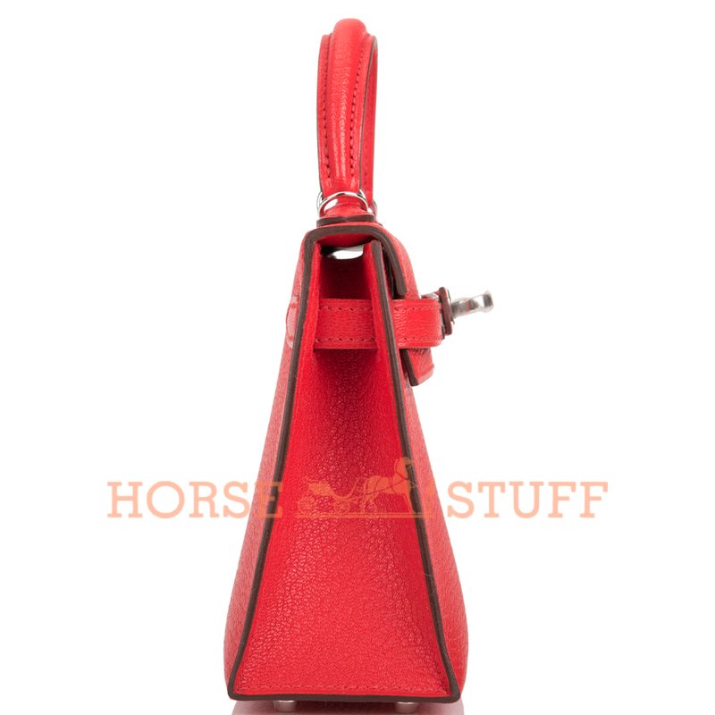 Hermès Kelly Sellier Mini II Rouge de Coeur Chèvre PHW