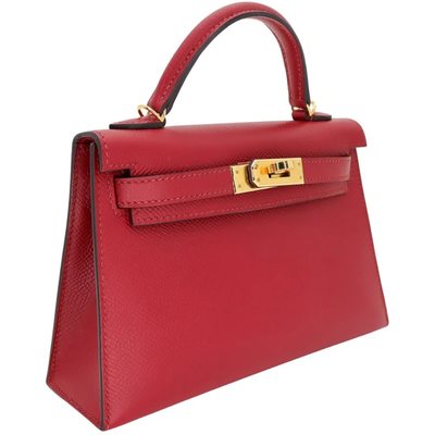 Hermès Kelly Sellier Mini II Rouge Grenat Epsom GHW