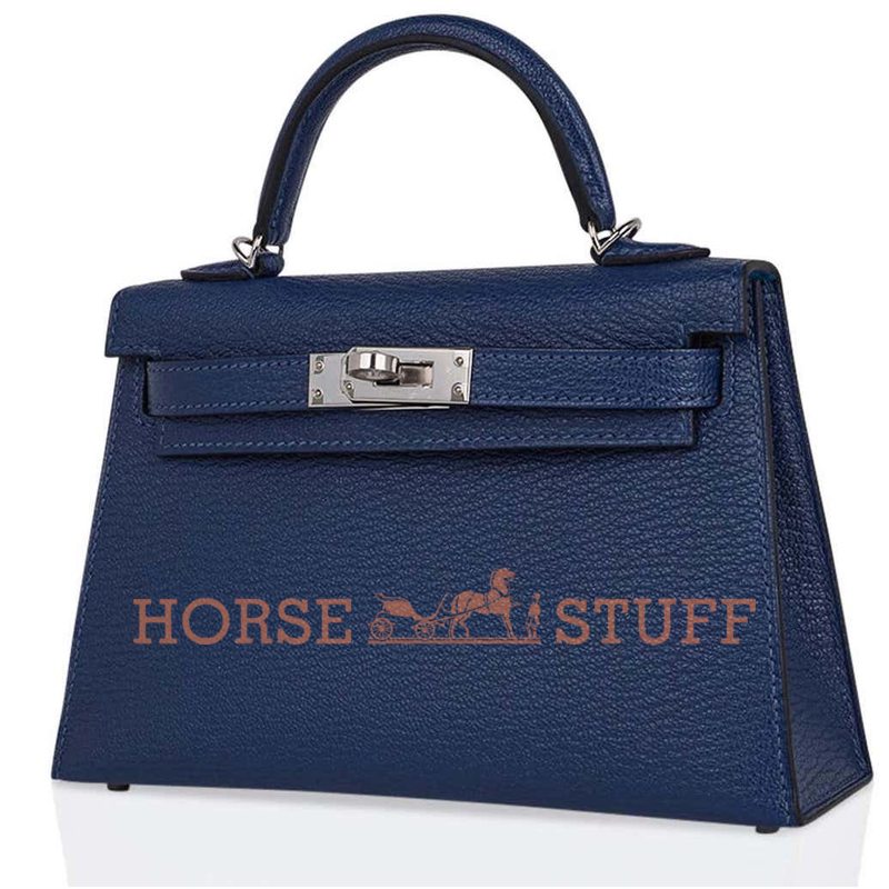 Hermès Kelly Sellier Mini II Verso Deep Blue / Blue Izmir Chèvre PHW