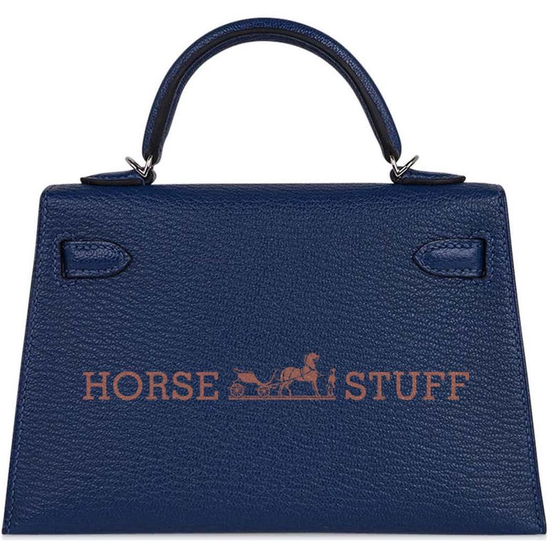 Hermès Kelly Sellier Mini II Verso Deep Blue / Blue Izmir Chèvre PHW