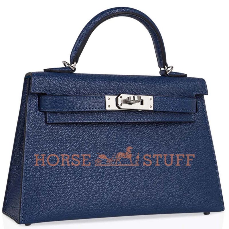 Hermès Kelly Sellier Mini II Verso Deep Blue / Blue Izmir Chèvre PHW