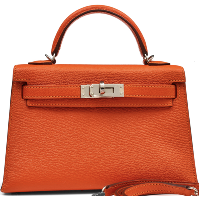 Hermès Kelly Sellier Mini II Verso Feu / Rose Eglantine Chèvre PHW