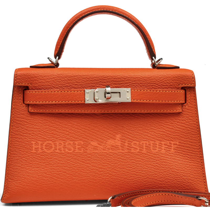 Hermès Kelly Sellier Mini II Verso Feu / Rose Eglantine Chèvre PHW