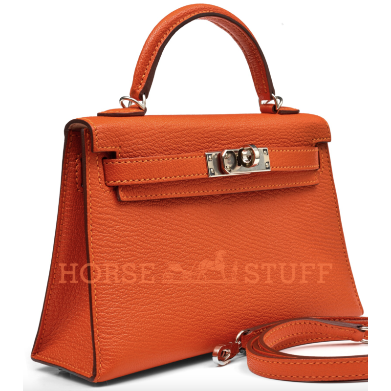 Hermès Kelly Sellier Mini II Verso Feu / Rose Eglantine Chèvre PHW