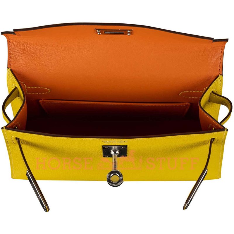 Hermès Kelly Sellier Mini II Verso Jaune de Naples / Orange Chèvre PHW