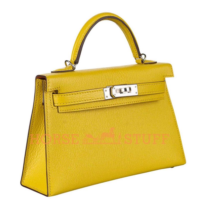 Hermès Kelly Sellier Mini II Verso Jaune de Naples / Orange Chèvre PHW