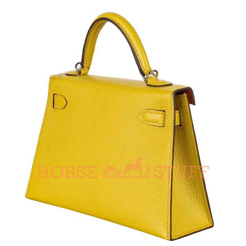 Hermès Kelly Sellier Mini II Verso Jaune de Naples / Orange Chèvre PHW