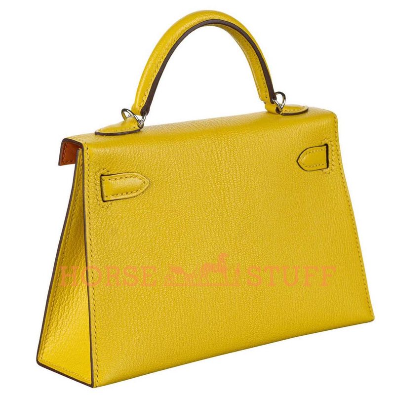 Hermès Kelly Sellier Mini II Verso Jaune de Naples / Orange Chèvre PHW