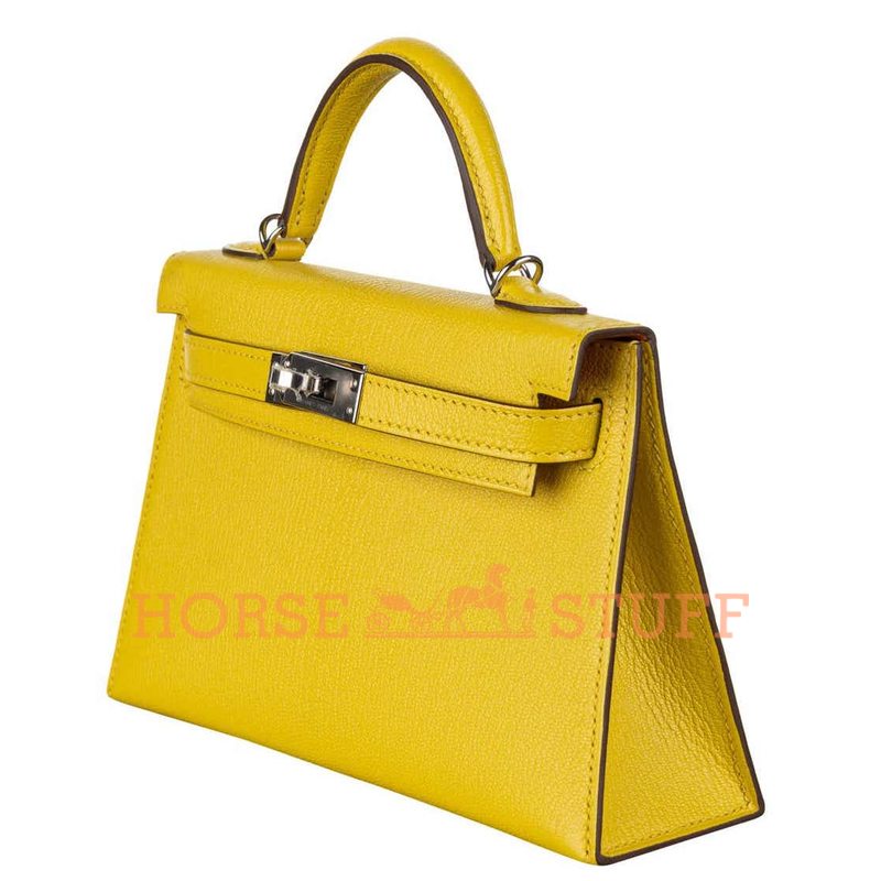 Hermès Kelly Sellier Mini II Verso Jaune de Naples / Orange Chèvre PHW