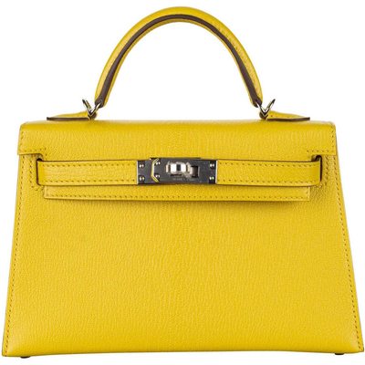 Hermès Kelly Sellier Mini II Verso Jaune de Naples / Orange Chèvre PHW