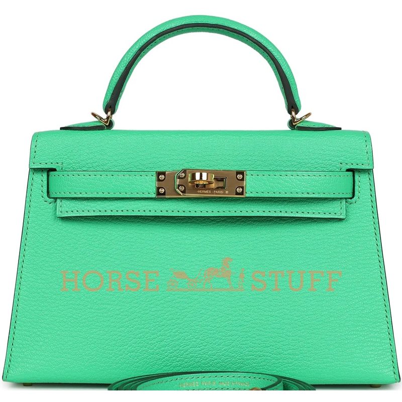 Hermès Kelly Sellier Mini II Vert Comics Chèvre GHW