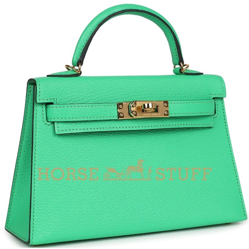 Hermès Kelly Sellier Mini II Vert Comics Chèvre GHW