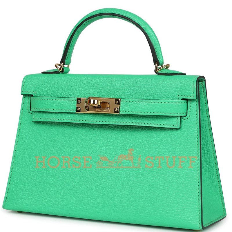 Hermès Kelly Sellier Mini II Vert Comics Chèvre GHW