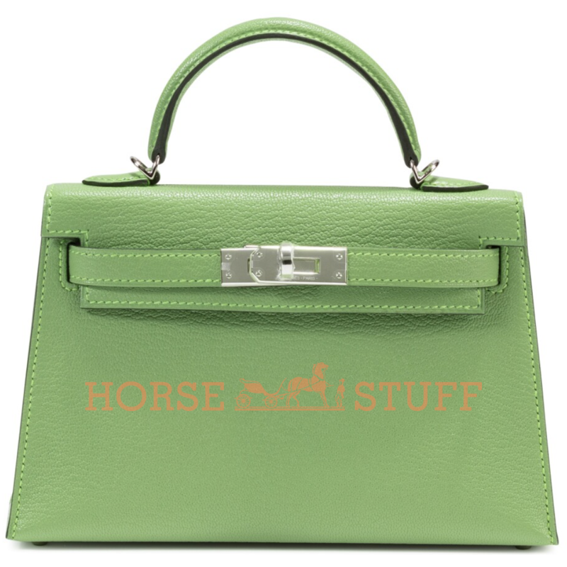 Hermès Kelly Sellier Mini II Vert Criquet Chèvre PHW