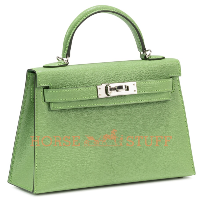 Hermès Kelly Sellier Mini II Vert Criquet Chèvre PHW