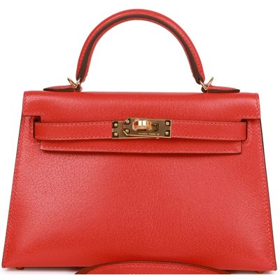 Hermès Kelly Sellier Mini II Capucine Chèvre Chamkila GHW