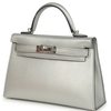 Hermès Kelly Sellier Mini II EXCEPTIONAL SUPER RARE ARGENTE ( METALLIC SILVER ) CHÈVRE MYSORE PHW