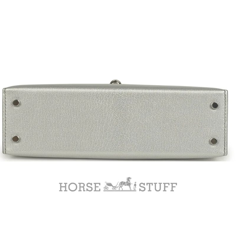 Hermès Kelly Sellier Mini II EXCEPTIONAL SUPER RARE ARGENTE ( METALLIC SILVER ) CHÈVRE MYSORE PHW