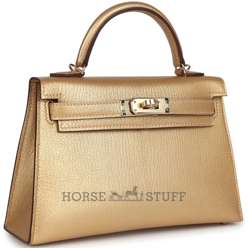 Hermès Kelly Sellier Mini II Exceptional Super Rare Dore ( Metallic Gold ) Chèvre Chamkila Permabrass HW