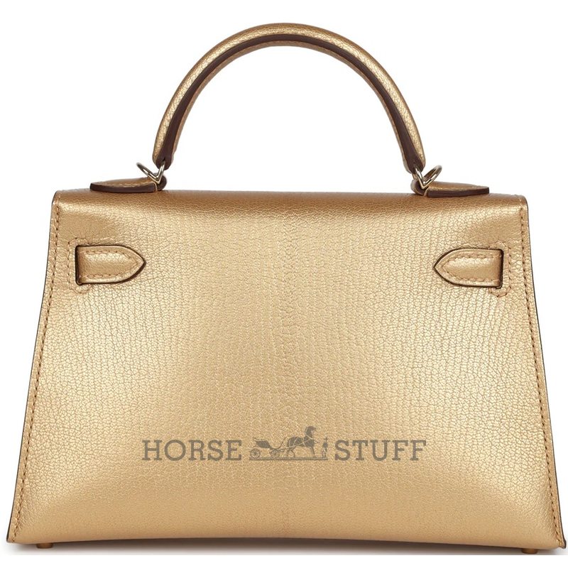 Hermès Kelly Sellier Mini II Exceptional Super Rare Dore ( Metallic Gold ) Chèvre Chamkila Permabrass HW