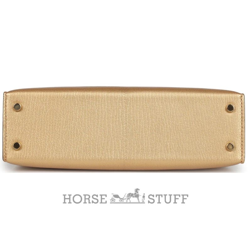 Hermès Kelly Sellier Mini II Exceptional Super Rare Dore ( Metallic Gold ) Chèvre Chamkila Permabrass HW
