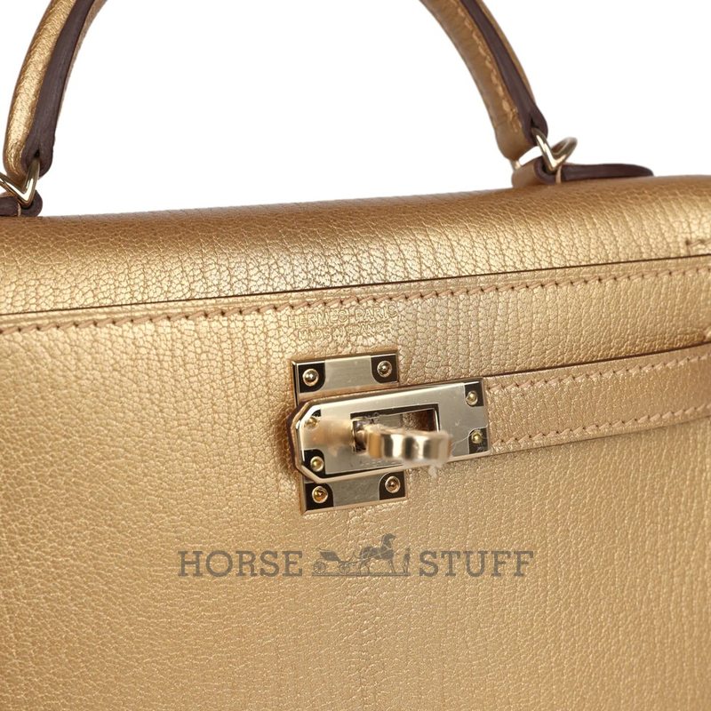 Hermès Kelly Sellier Mini II Exceptional Super Rare Dore ( Metallic Gold ) Chèvre Chamkila Permabrass HW