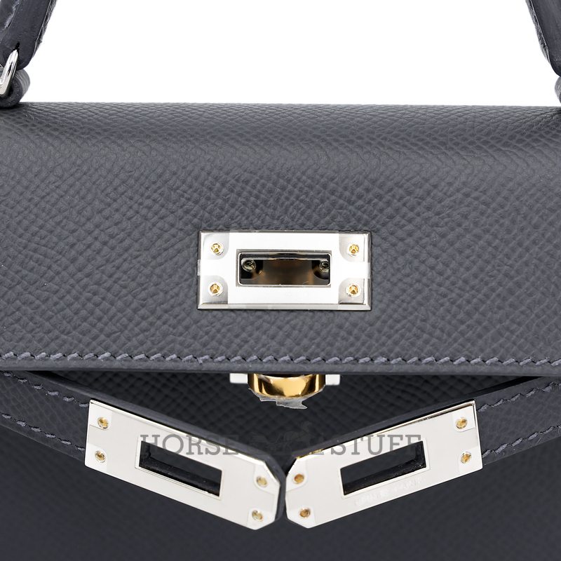 Hermès Kelly Sellier Mini II Ardoise Epsom Electrum HW