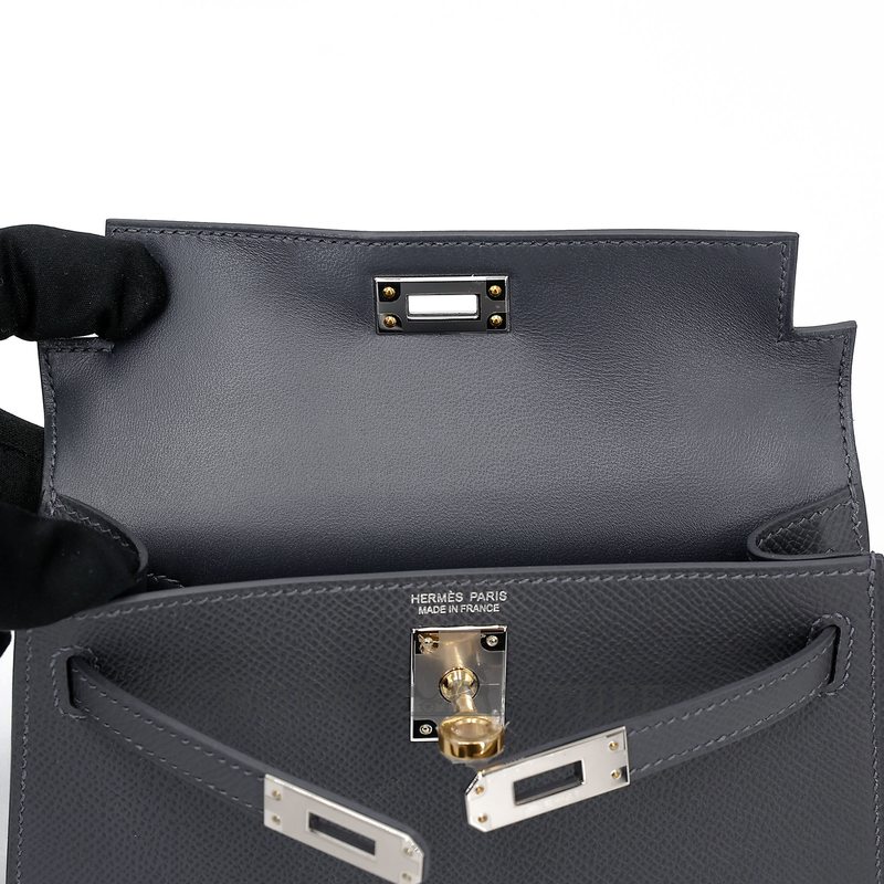 Hermès Kelly Sellier Mini II Ardoise Epsom Electrum HW