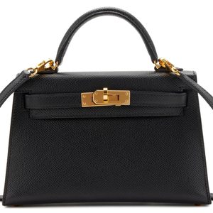 Hermès Kelly Sellier Mini II Black Epsom GHW