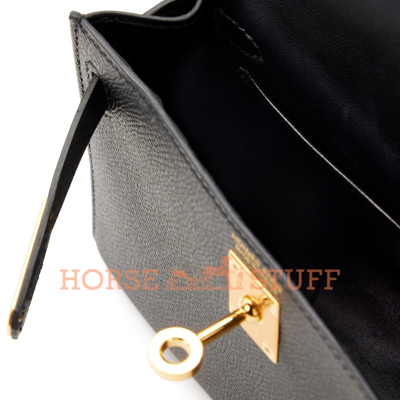 Hermès Kelly Sellier Mini II Black Epsom GHW