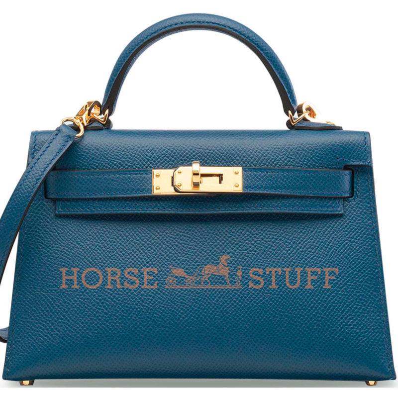 Hermès Kelly Sellier Mini II Blue Agate Epsom GHW