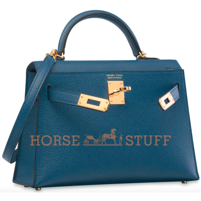 Hermès Kelly Sellier Mini II Blue Agate Epsom GHW