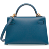 Hermès Kelly Sellier Mini II Blue Agate Epsom GHW