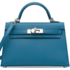 Hermès Kelly Sellier Mini II Blue Agate Epsom PHW