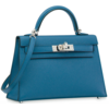 Hermès Kelly Sellier Mini II Blue Agate Epsom PHW