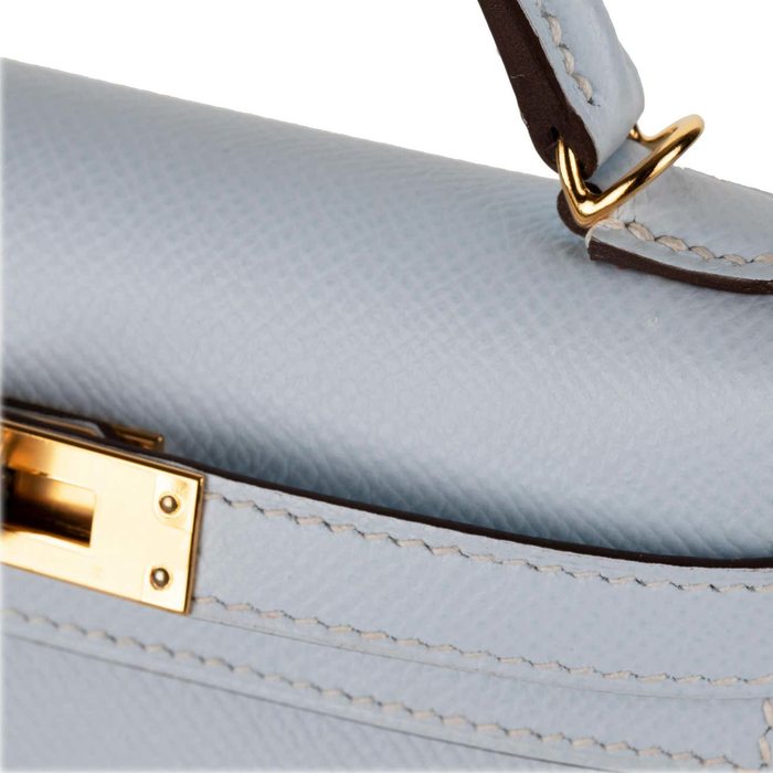 Hermès Kelly Sellier Mini II Epsom Bleu Glacier GHW. Price Upon