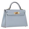 Hermès Kelly Sellier Mini II Blue Brume Epsom GHW