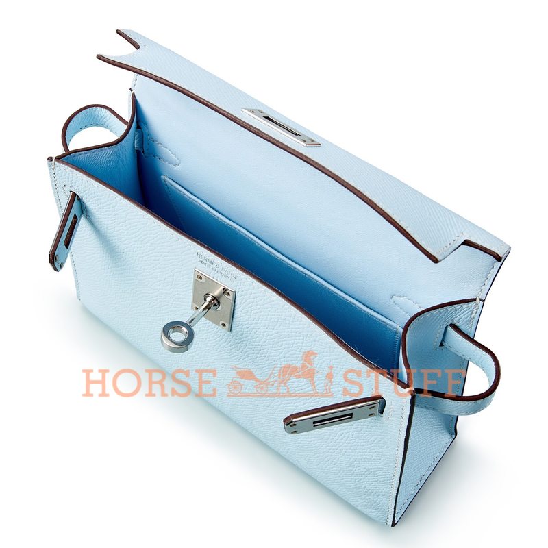 Hermès Kelly Sellier Mini II Blue Brume Epsom PHW