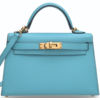 Hermès Kelly Sellier Mini II Blue de Nord Epsom GHW