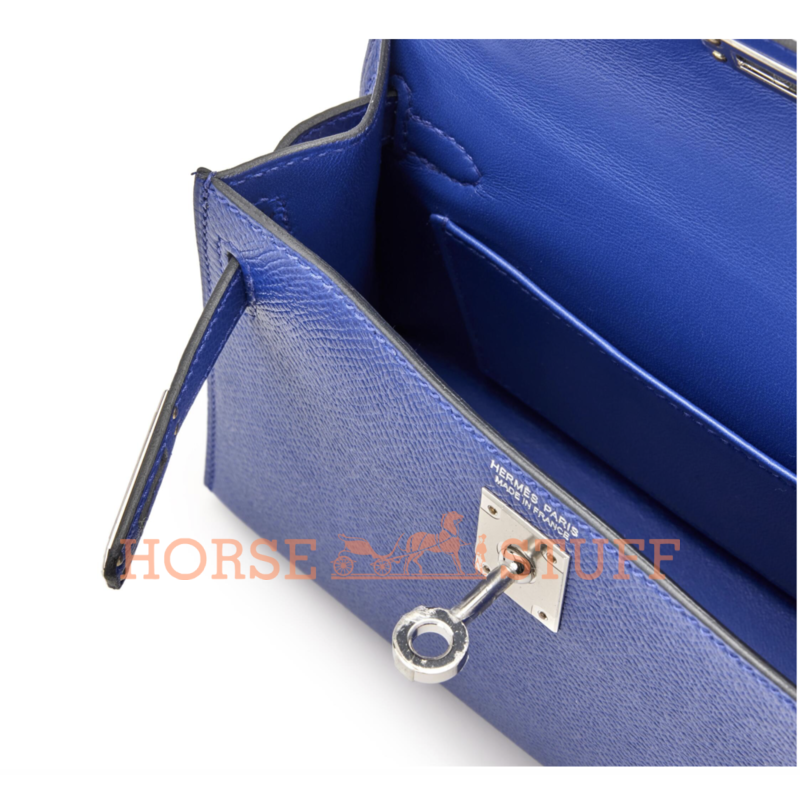 Hermès Kelly Sellier Mini II Blue Electrique Epsom PHW