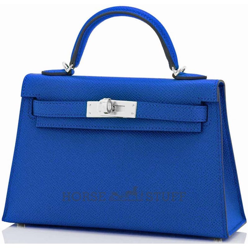 Hermès Kelly Sellier Mini II Blue France Epsom PHW