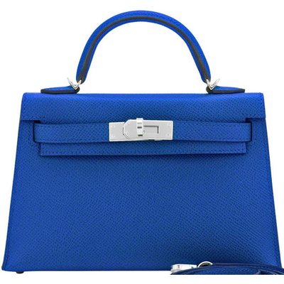 Hermès Kelly Sellier Mini II Blue France Epsom PHW