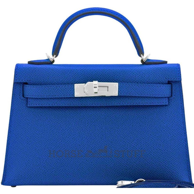 Hermès Kelly Sellier Mini II Blue France Epsom PHW