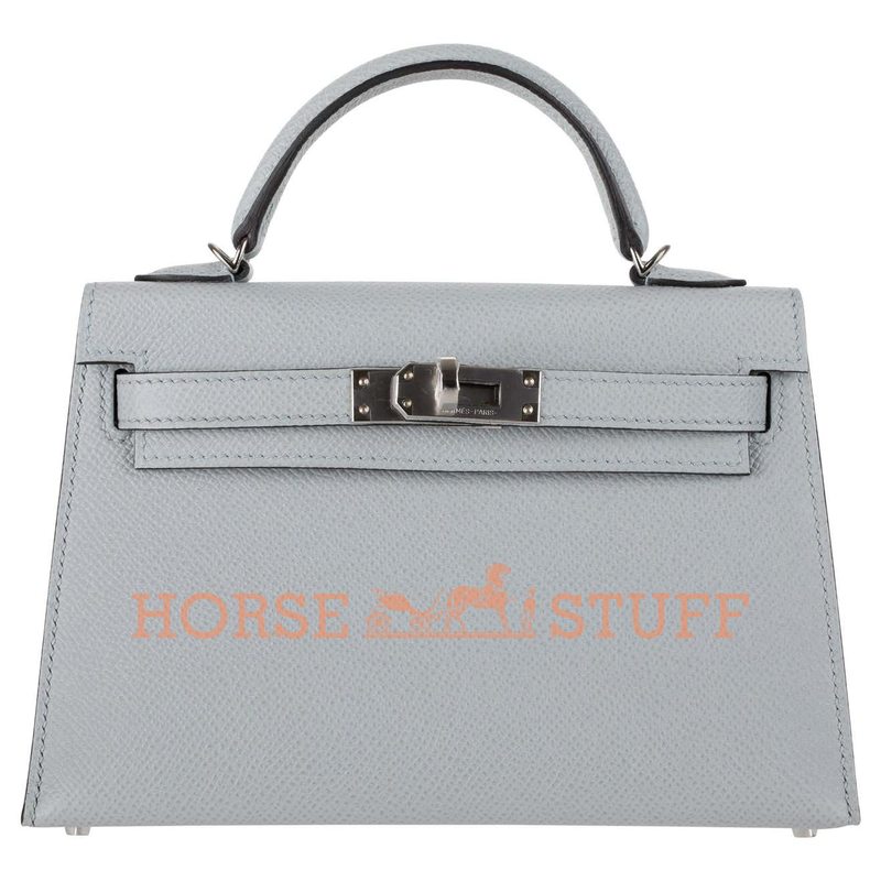 Hermès Kelly Sellier Mini II Blue Glacier Epsom PHW