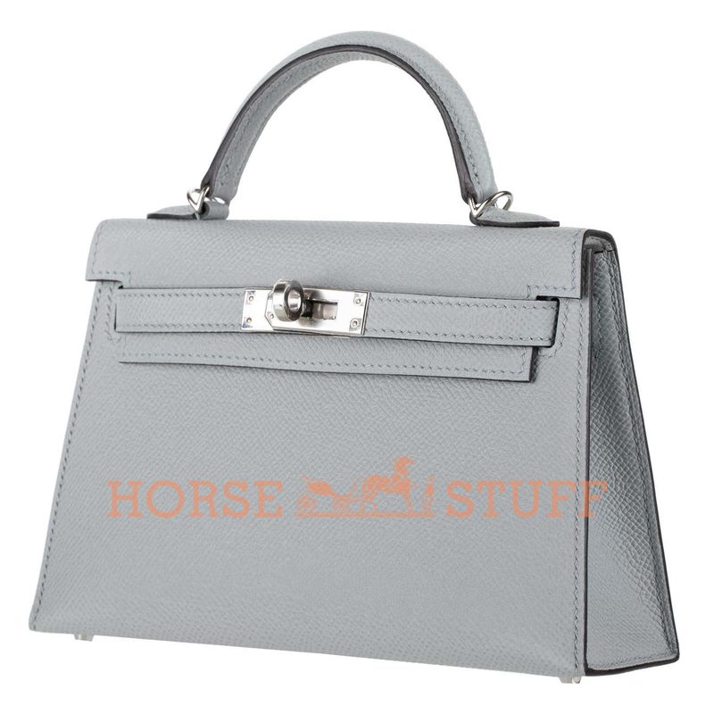 Hermès Kelly Sellier Mini II Blue Glacier Epsom PHW