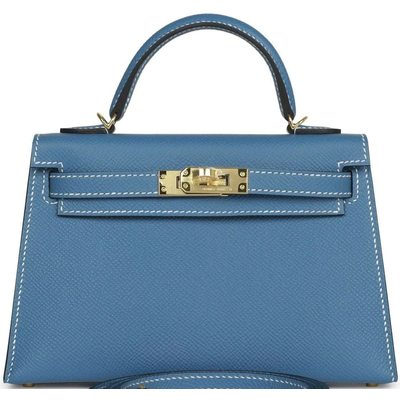 Hermès Kelly Sellier Mini II Blue Jean Epsom GHW