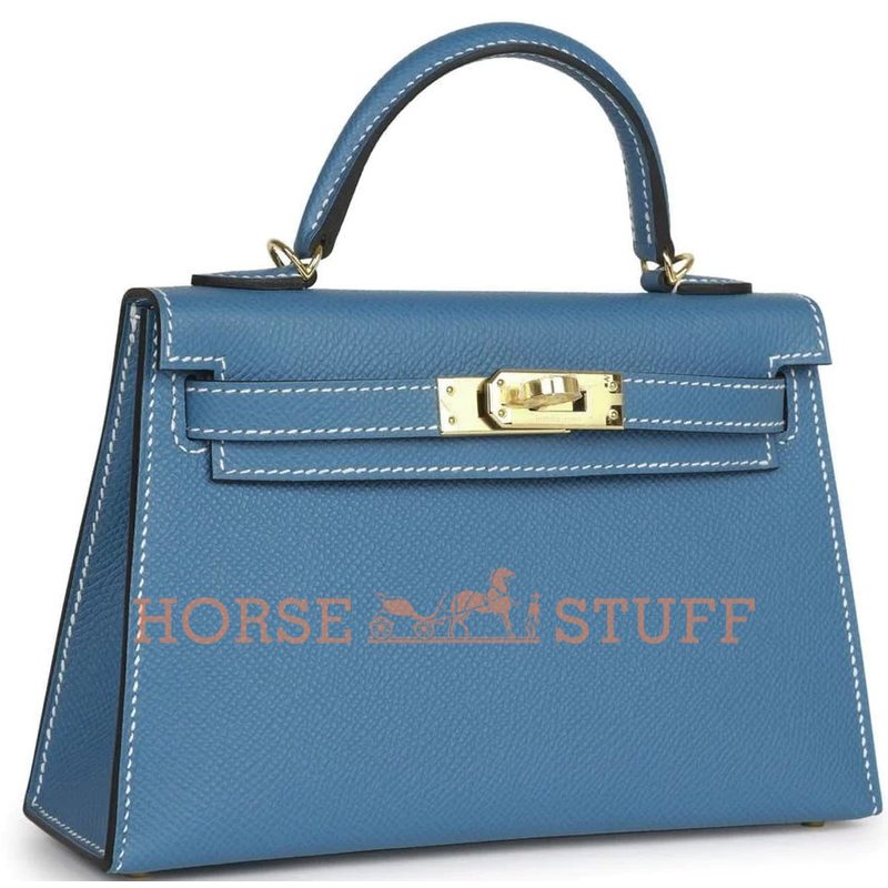 Hermès Kelly Sellier Mini II Blue Jean Epsom GHW