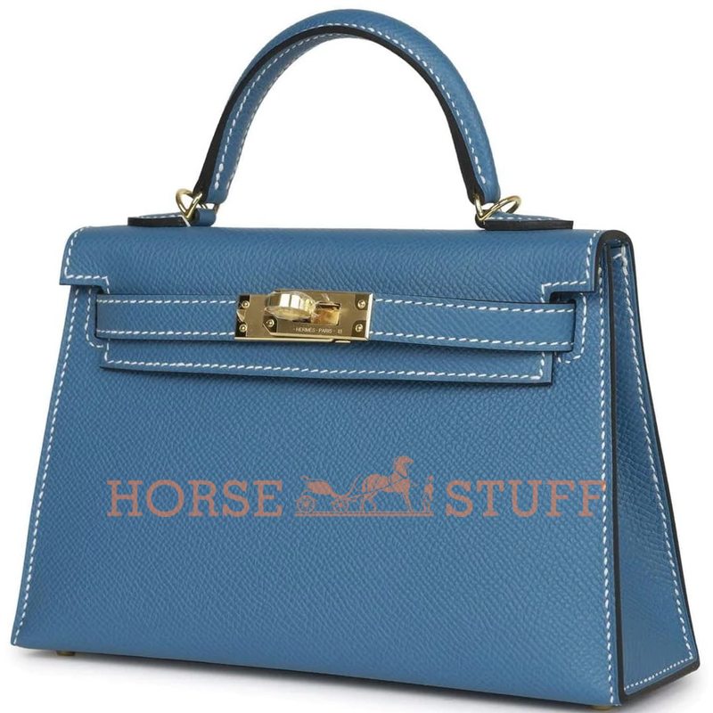 Hermès Kelly Sellier Mini II Blue Jean Epsom GHW