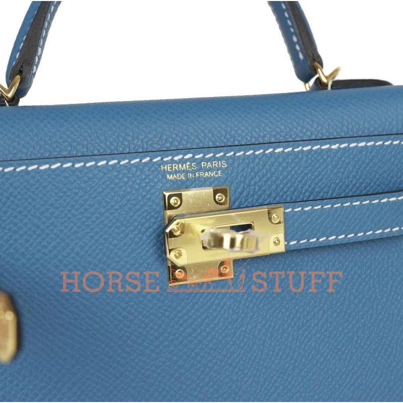 Hermès Kelly Sellier Mini II Blue Jean Epsom GHW