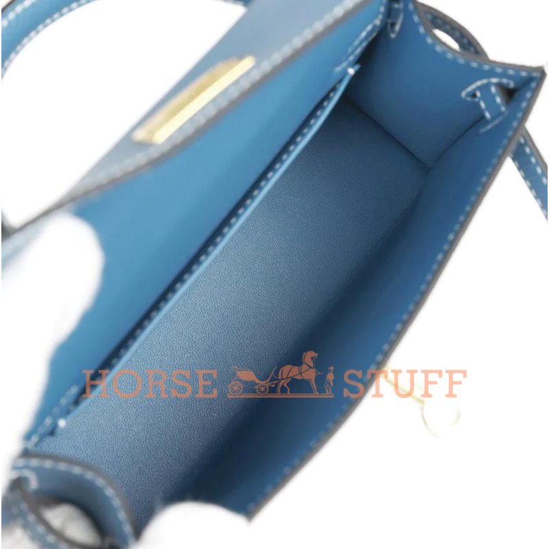 Hermès Kelly Sellier Mini II Blue Jean Epsom GHW